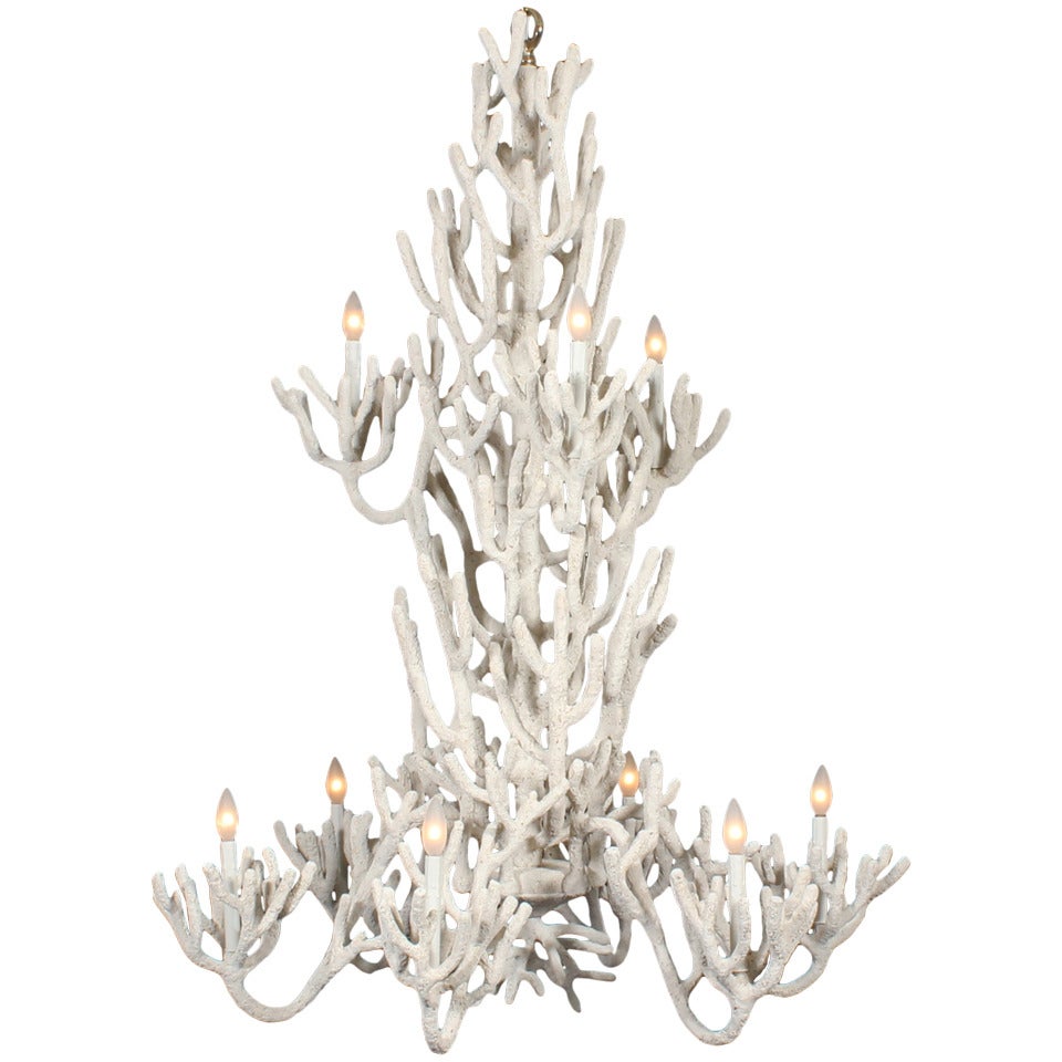Large Two Tiered Faux Coral Chandelier