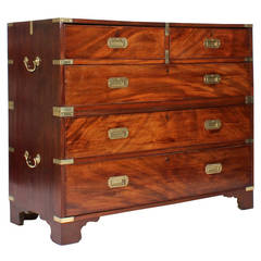 Two-Part Mahogany Campaign Chest with a Bracket Base