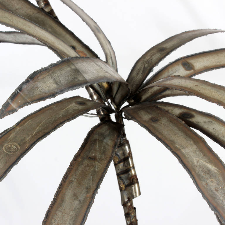 Midcentury Hand-Cut Steel Dracaena Palm In Excellent Condition In Palm Beach, FL