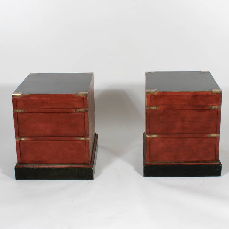 Pair of Trompe L'oeil Campaign Style Chests or Tables 4