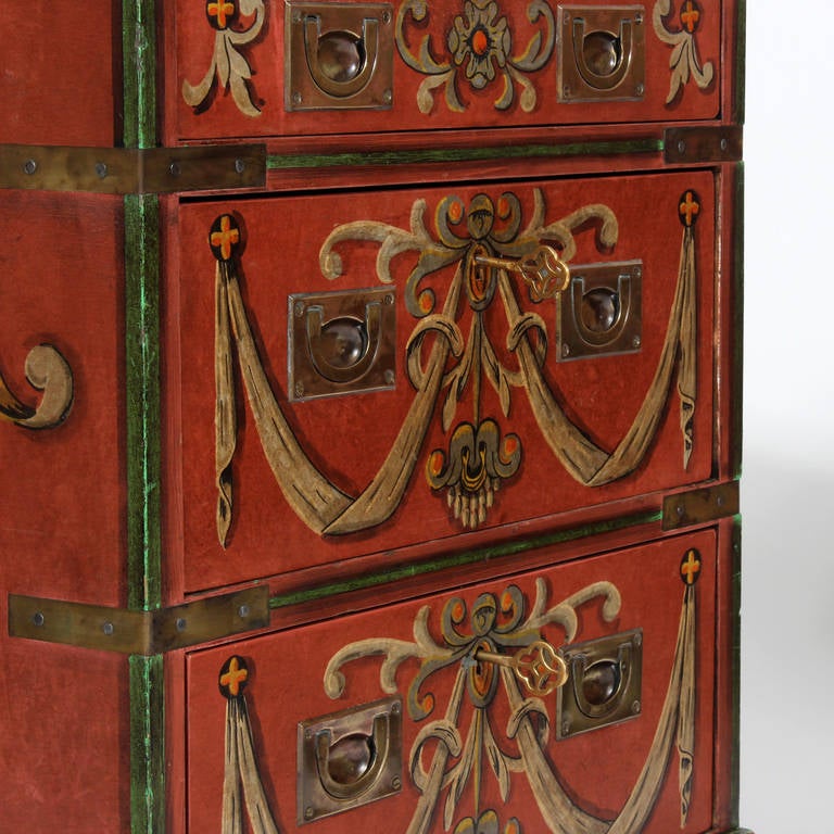 Pair of Trompe L'oeil Campaign Style Chests or Tables 1