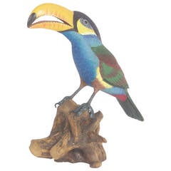 Carved and Painted Wood Toucan