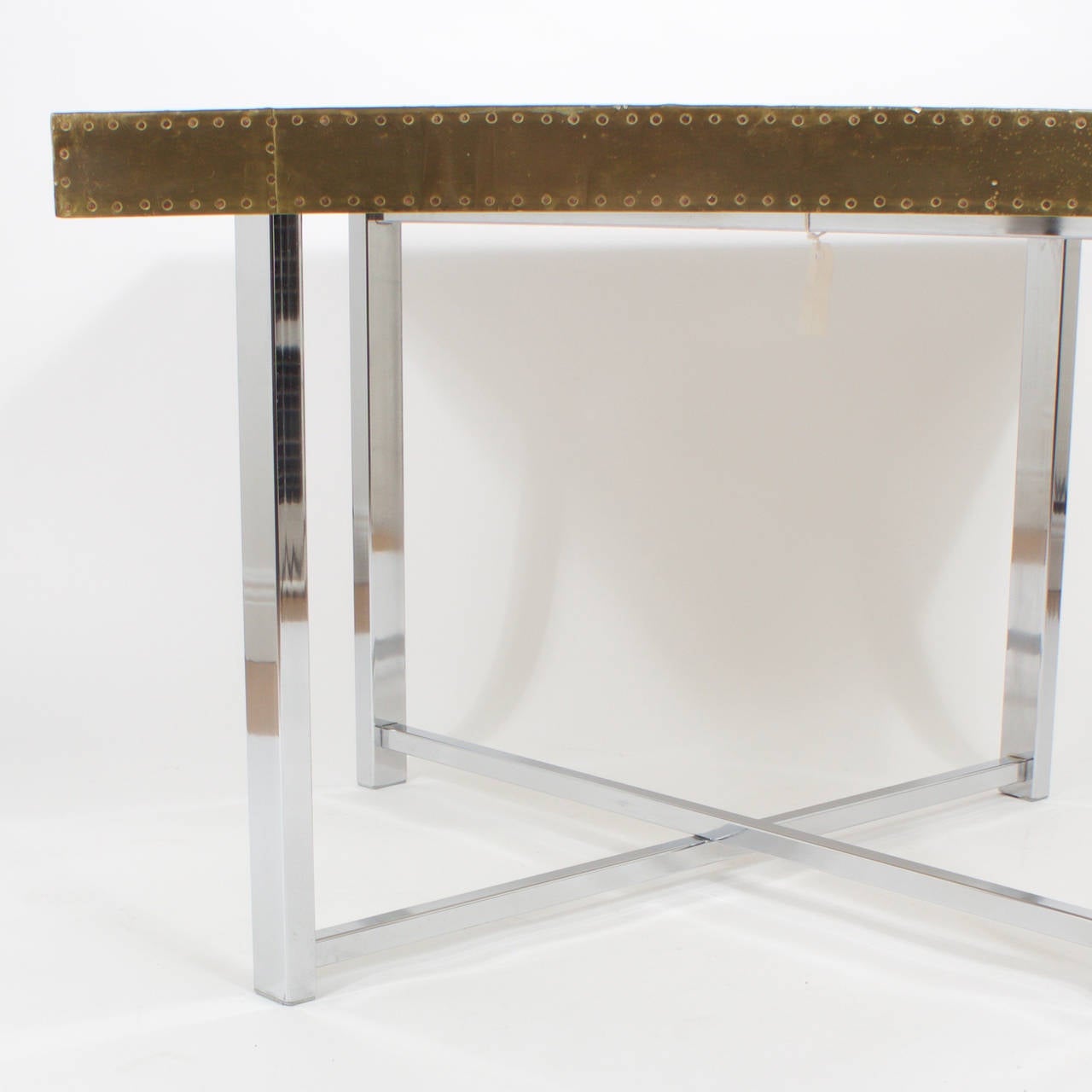 Industrial Brass and Chrome Game Table