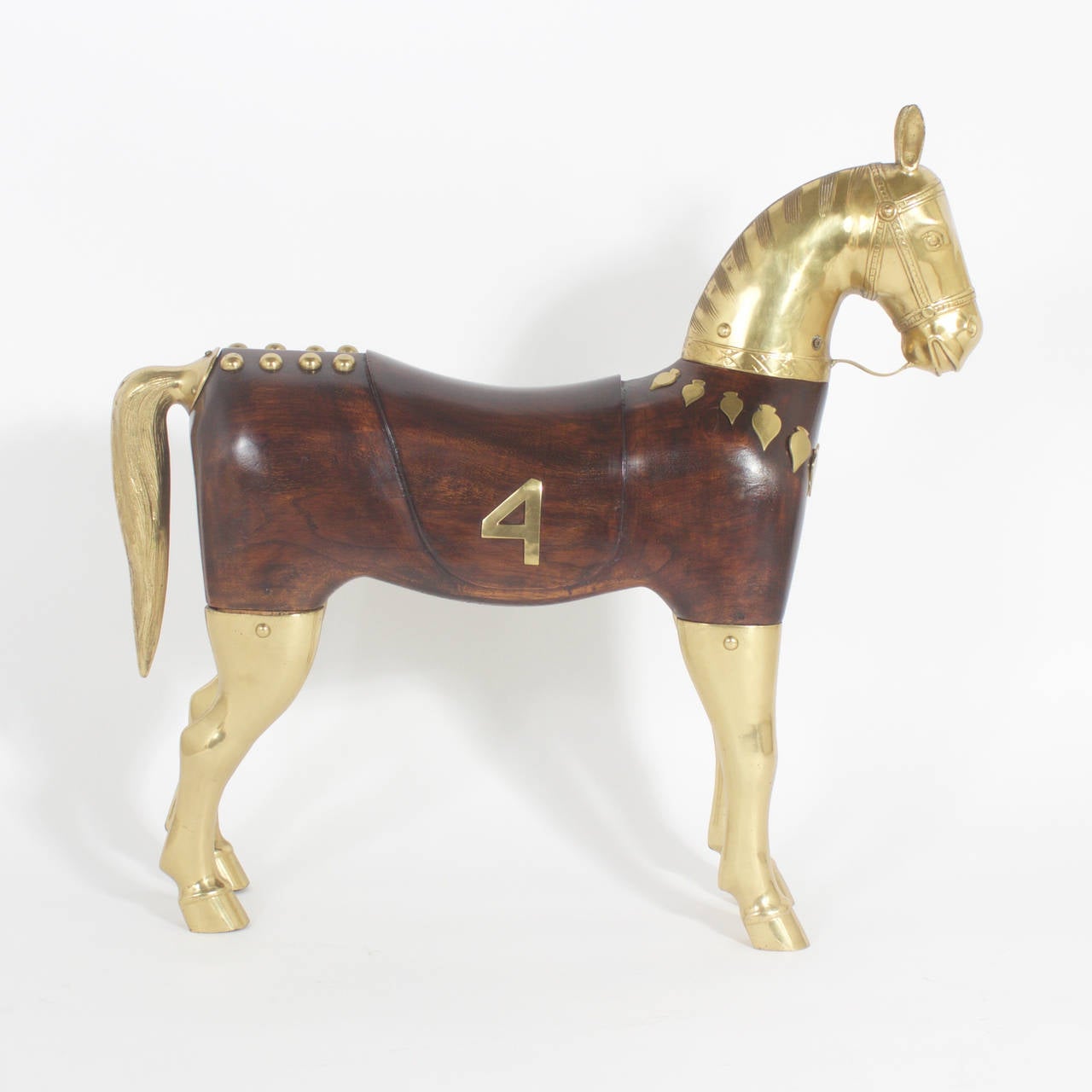 Country Brass and Wood Racing Horse