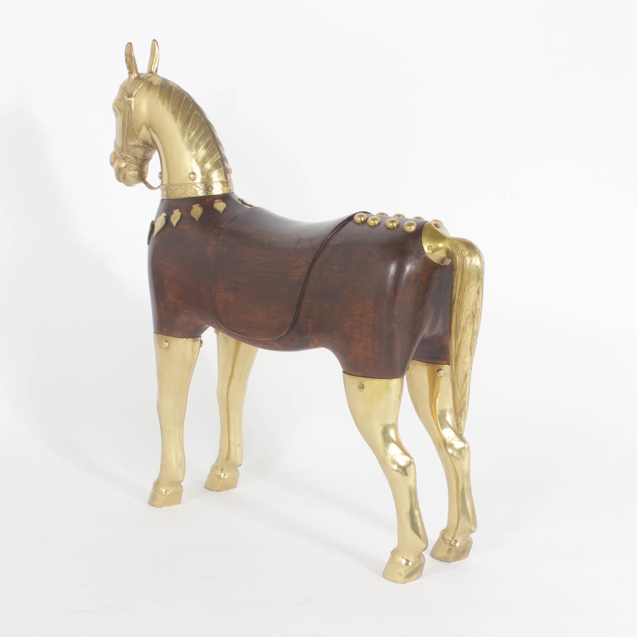 Brass and Wood Racing Horse 1