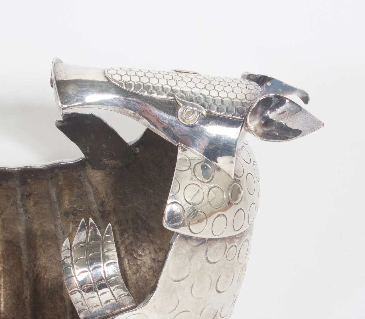 Mexican Hammered Silverplate Armadillo Centerpiece In Excellent Condition In Palm Beach, FL