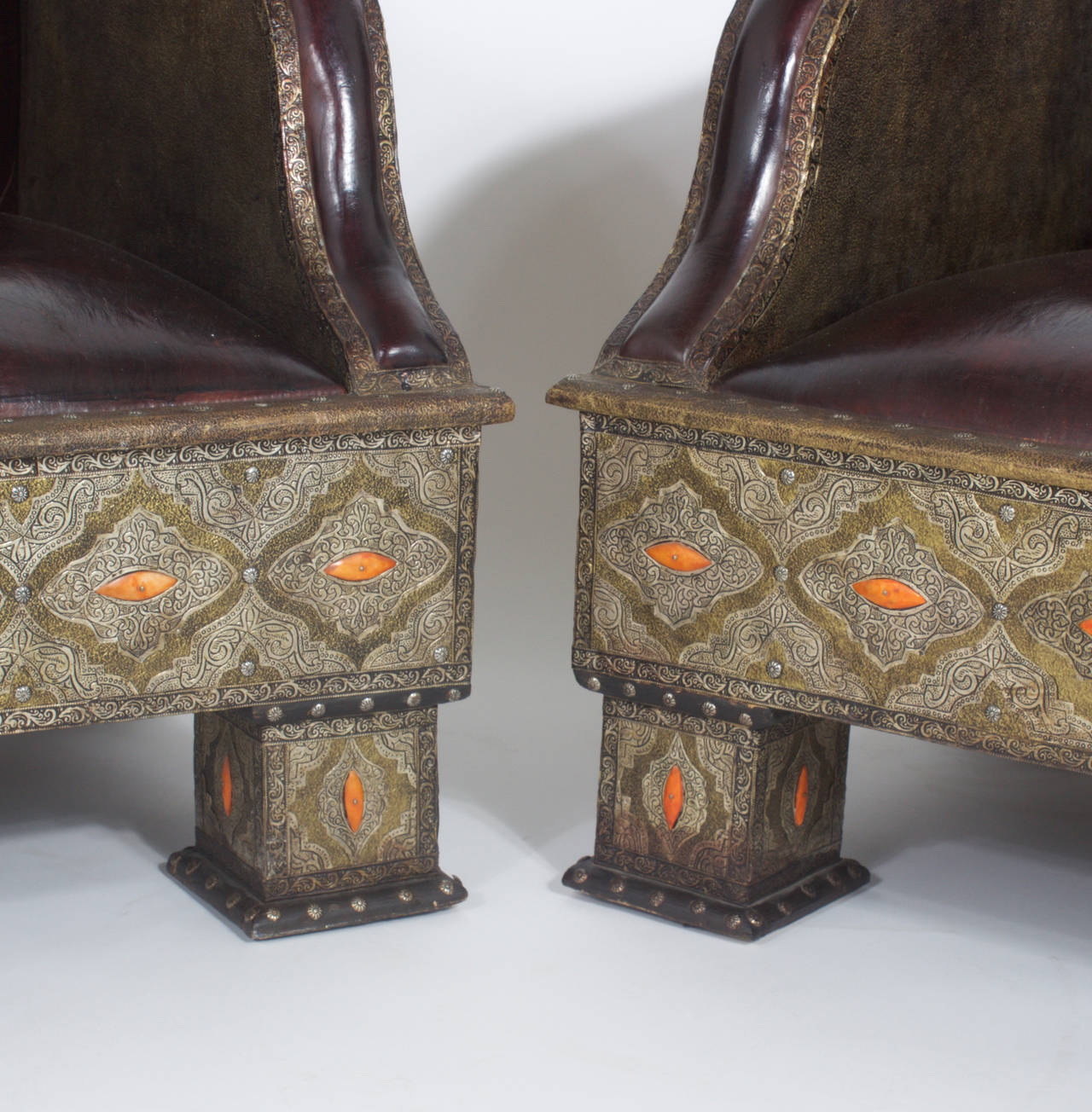 Pair of Moroccan Inlaid Club Chairs
