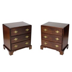 Pair of Walnut Georgian Style Baker Chests or Side Tables