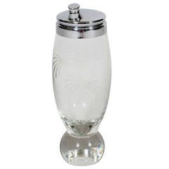 Etched Glass Palm Tree Cocktail Shaker