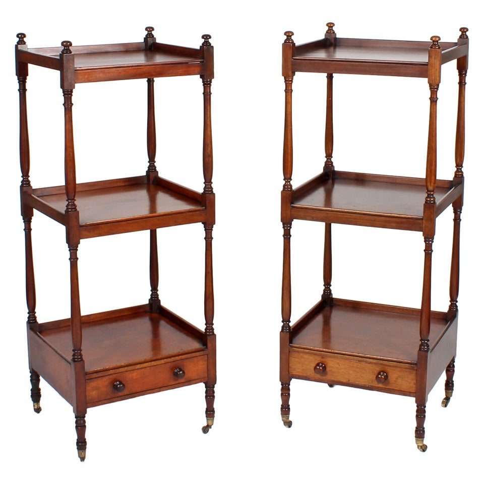 Pair of English 19th Century Mahogany Etageres or Set of Shelves