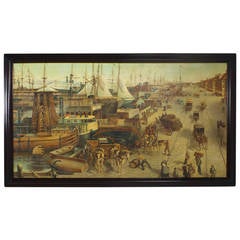 Large Painting of Harbor Bay Scene 11