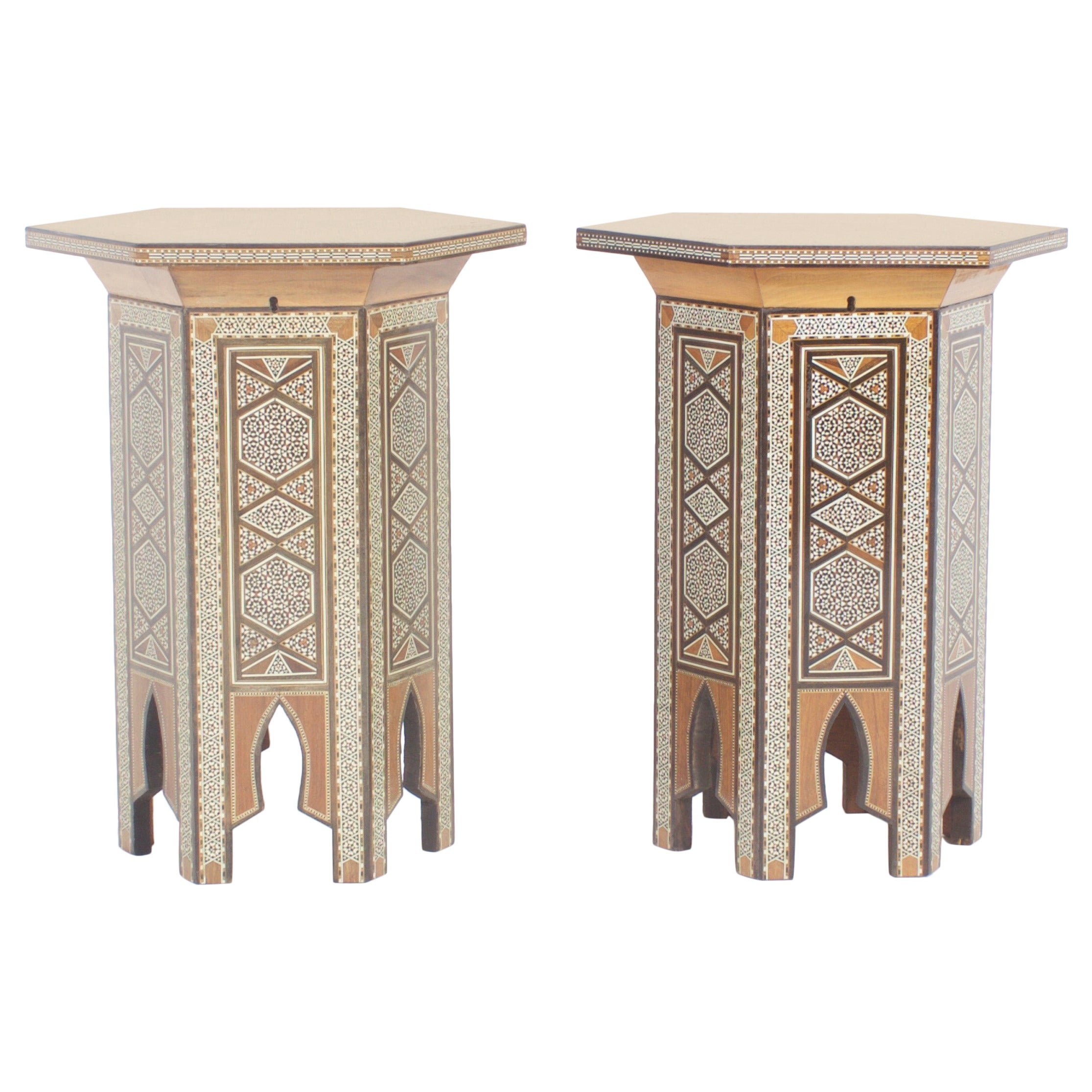 Pair of Syrian Hexagonal End Tables