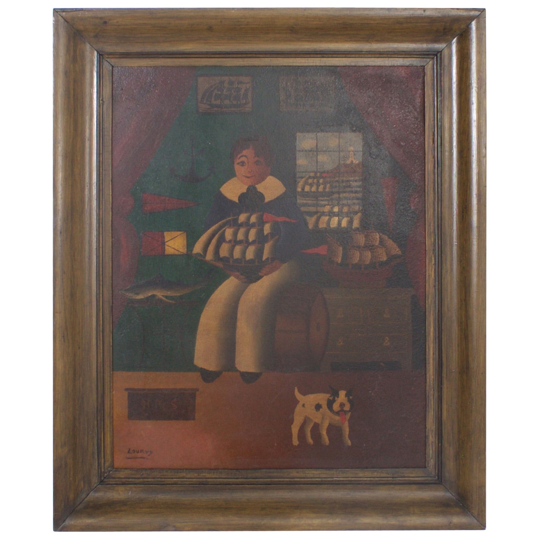 Folky Tin Painting by Lourvy at 1stDibs