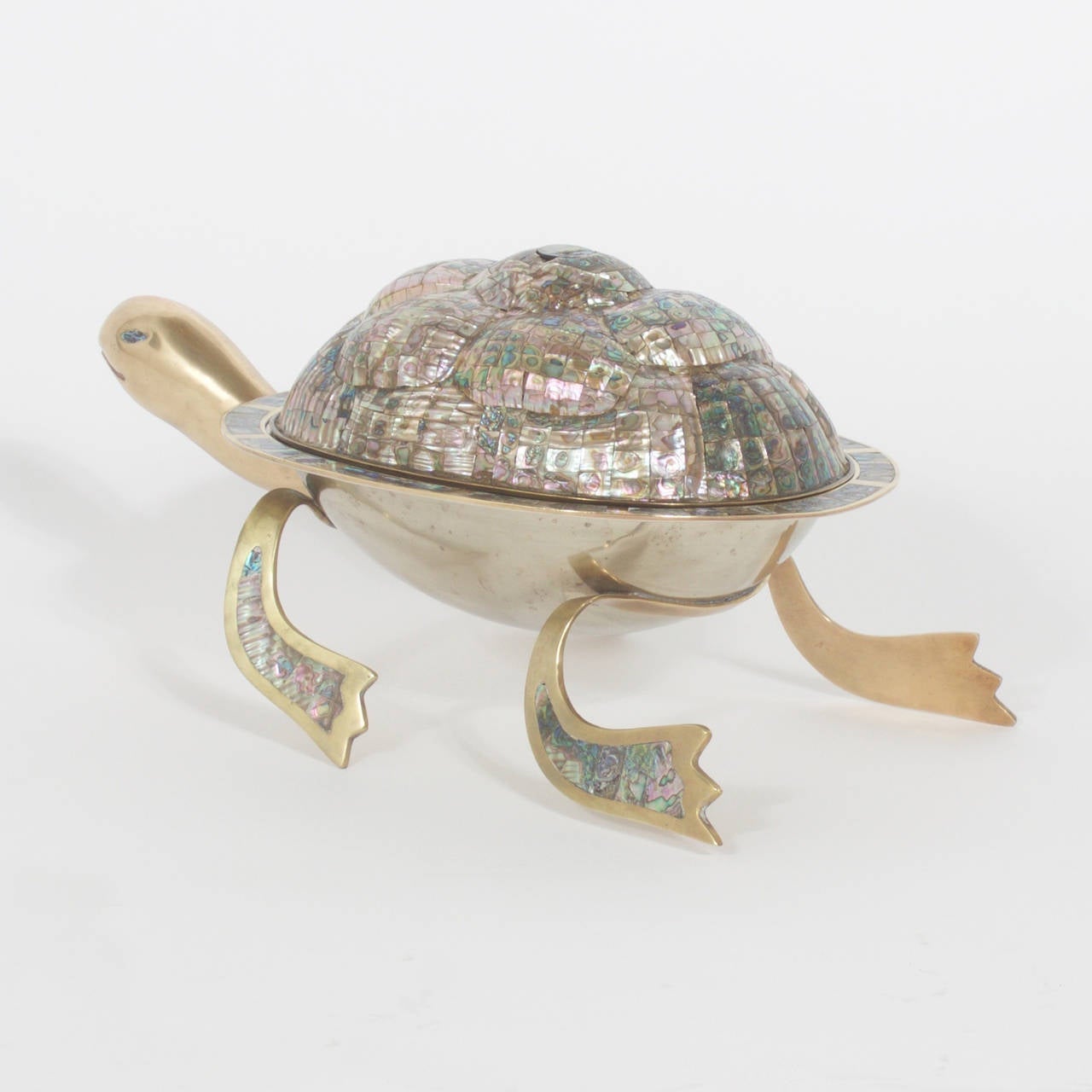 Mid-Century Modern Abalone Turtle Serving Bowl