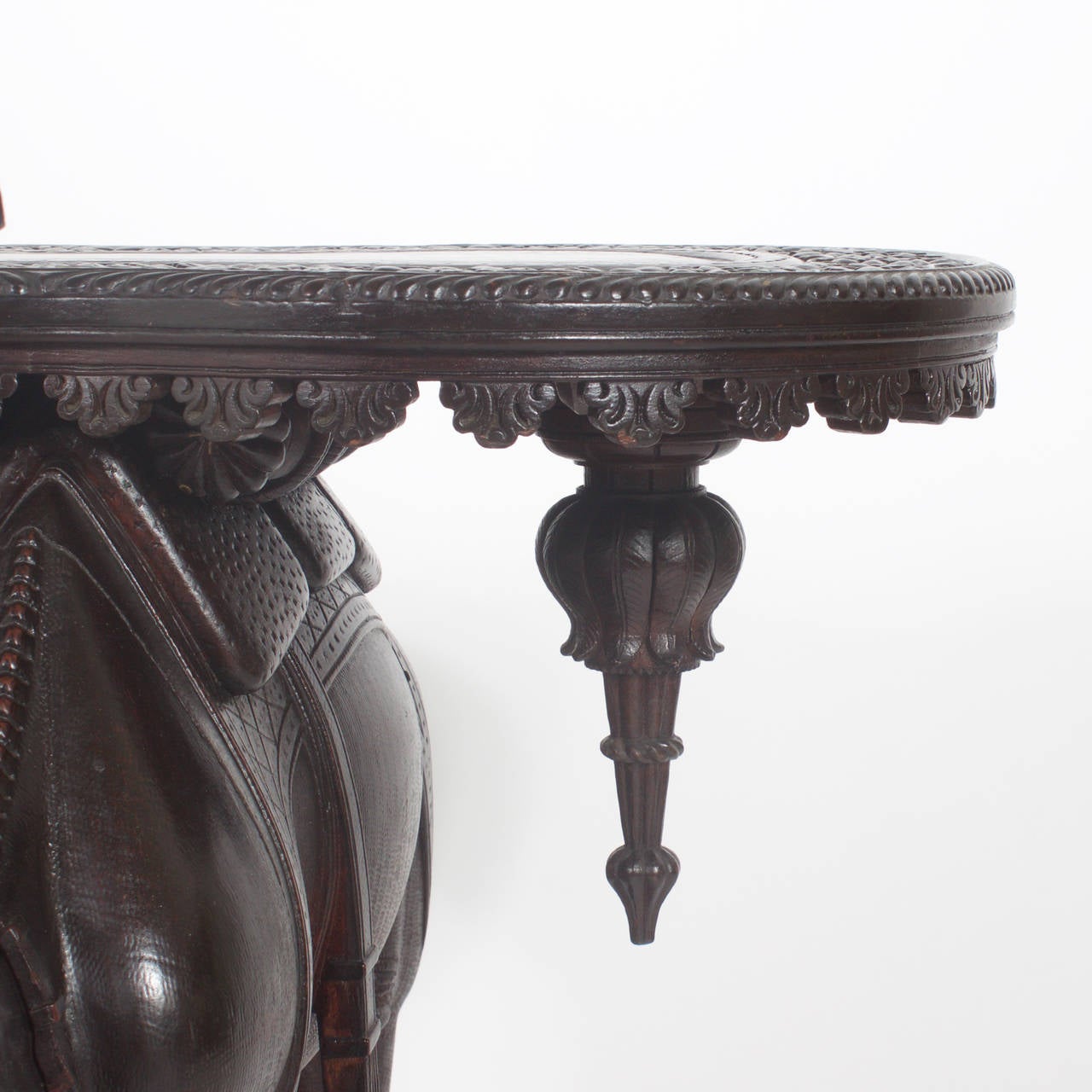 Anglo-Indian Carved Camel Table with Detachable Tray 2