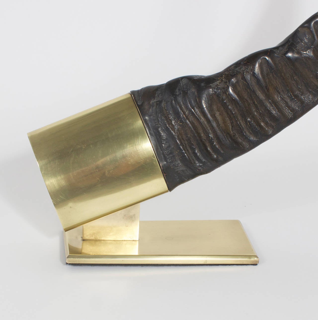 20th Century Pair of Huge Brass-Mounted Water Buffalo Horns Bookends