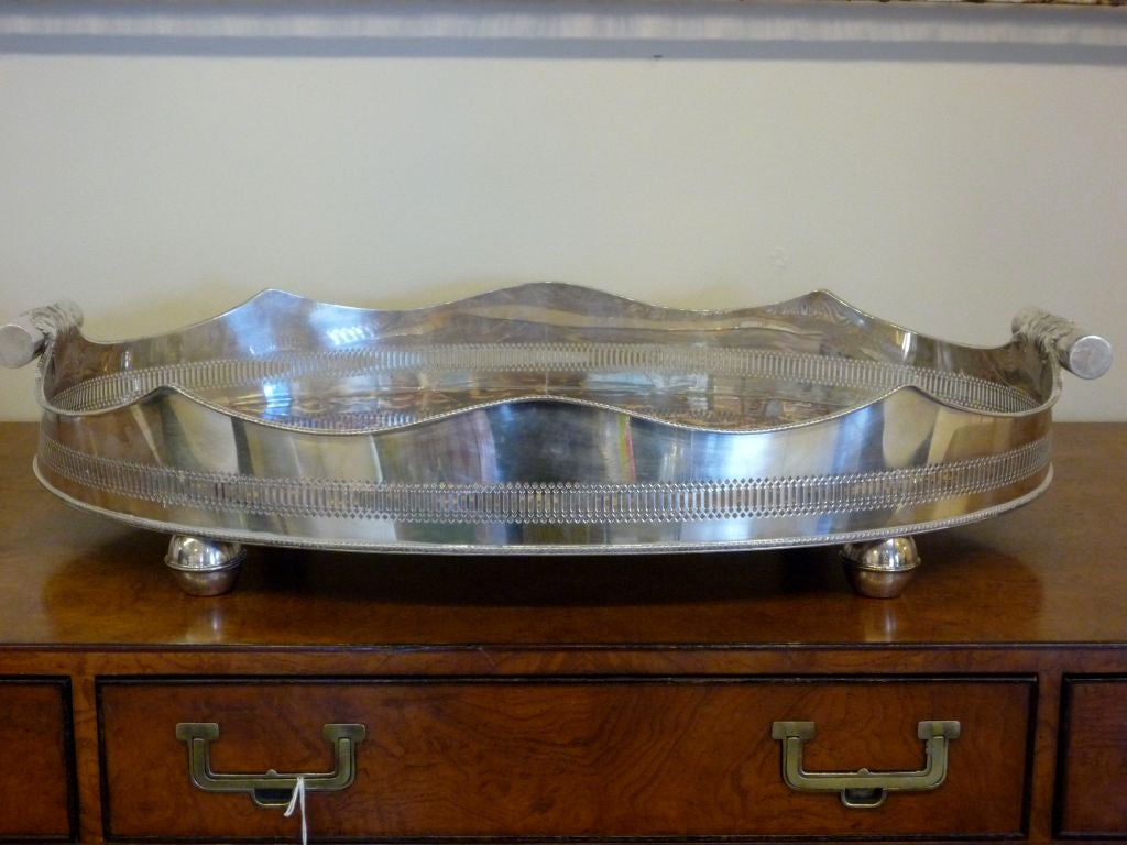 A Very Large English Silver Plate and Faux Tortoise Shell Tray In Good Condition In Palm Beach, FL