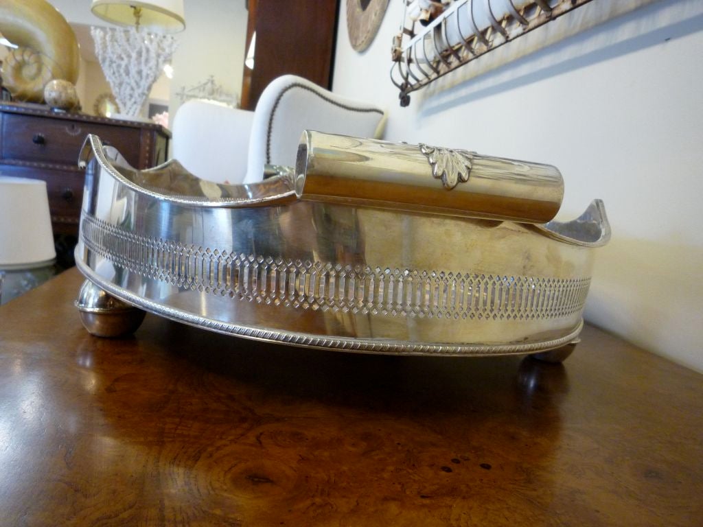 A Very Large English Silver Plate and Faux Tortoise Shell Tray 3
