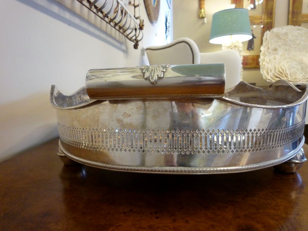 A Very Large English Silver Plate and Faux Tortoise Shell Tray 4