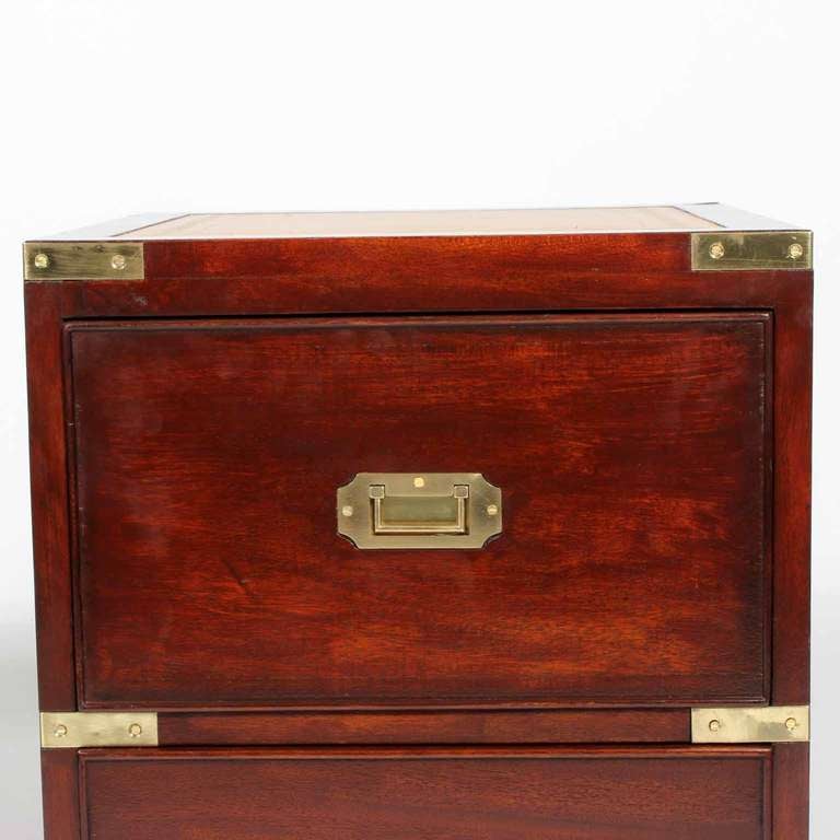 American Pair of Campaign Style 2 Drawer Tables or Chests