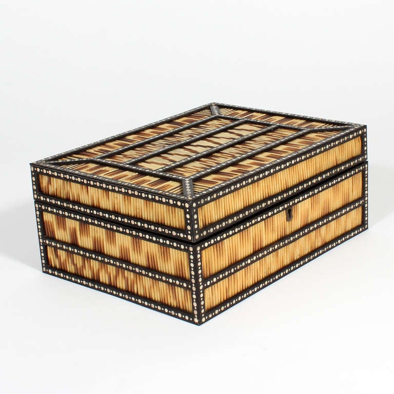 Rare Large Size Anglo Indian Quill Sewing Box