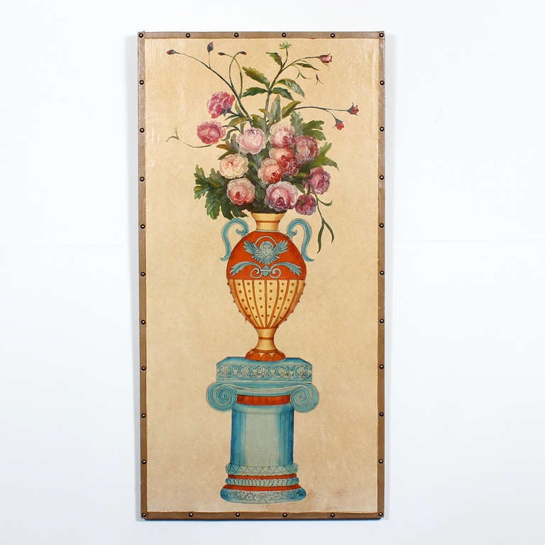 Pair of Large Painted Screen Panels