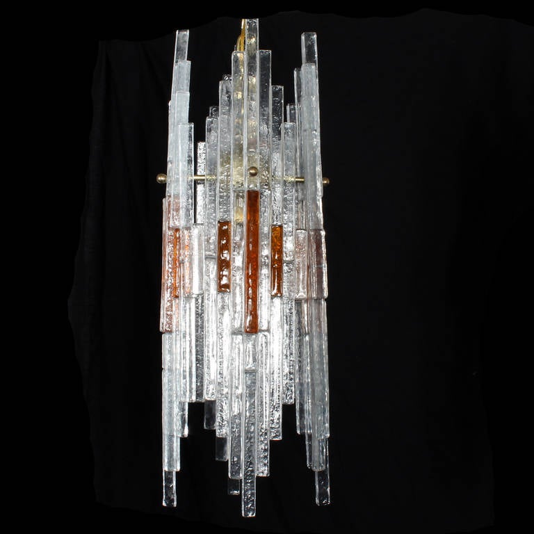 Mid Century Italian Modern Art Glass Chandelier For Sale at 1stDibs