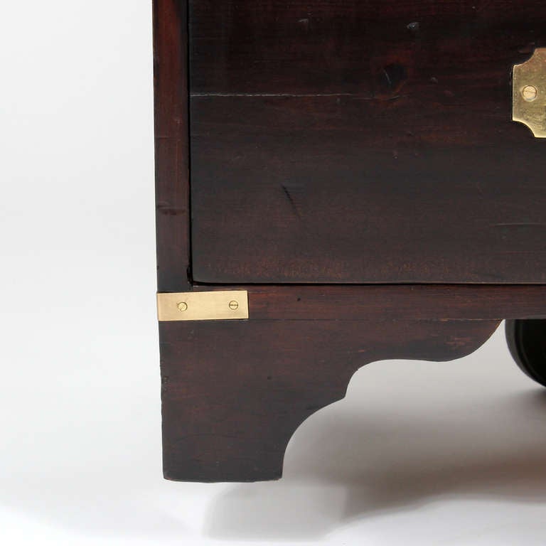 Stained Pine 2 Piece Campaign Style Chest with Secretary Drawer 2