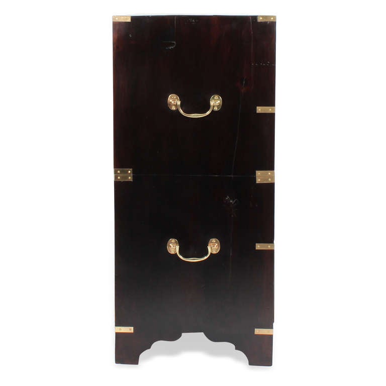Stained Pine 2 Piece Campaign Style Chest with Secretary Drawer 1