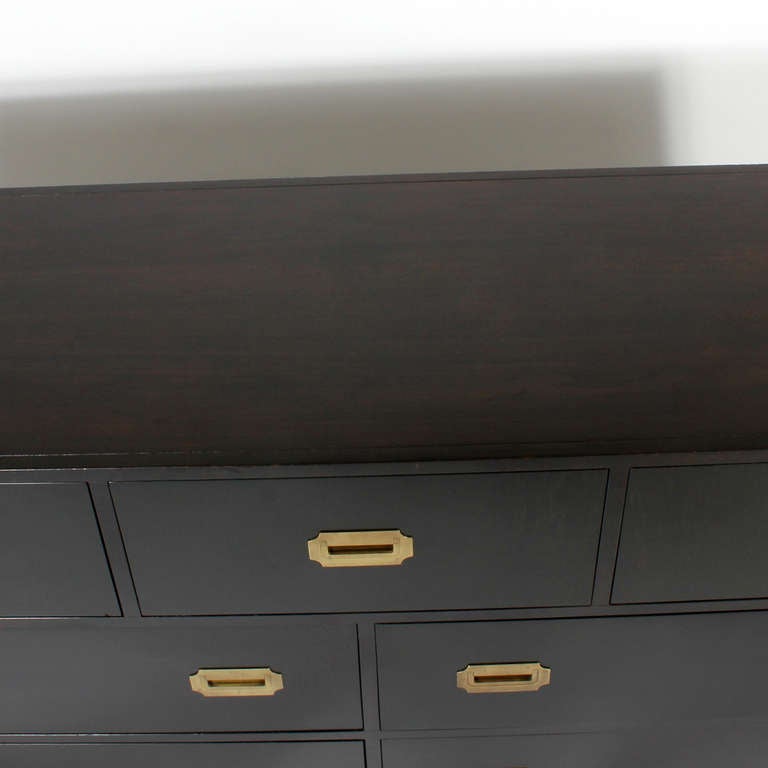 Baker Campaign Style Dresser or Credenza In Excellent Condition In Palm Beach, FL