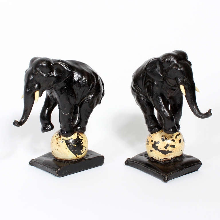 Mid-20th Century Pair of Painted Cast Bookends
