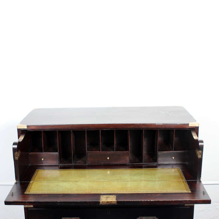 Stained Pine 2 Piece Campaign Style Chest with Secretary Drawer 3