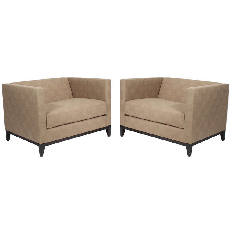 Pair of Sophisticated MidCentury Modern Low Back Lounge or Club Chairs