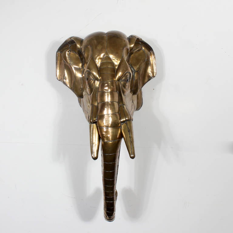Sergio Bustamante Wall Mounted Elephant Head In Excellent Condition In Palm Beach, FL