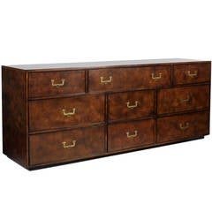 Campaign Style Nine-Drawer Double Chest or Credenza