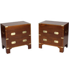 Vintage Pair of Flip-Top Campaign Style Nightstands or Bars