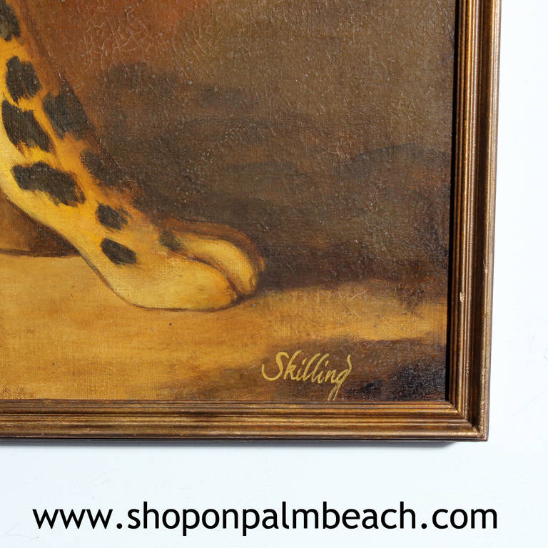 Cheetah Oil on Canvas Painting by William Skilling In Excellent Condition In Palm Beach, FL