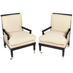 Antique Pair Spool Turned Armchairs