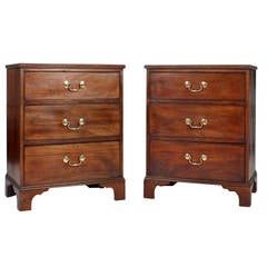 Pair of 19th Century Three-Drawer, English Mahogany Nightstands or Chests