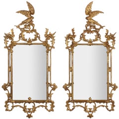 Rare Pair of Late 18th- Early 19th Century Carved Gilt Georgian Mirrors