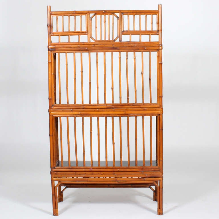 3 Tiered Rattan Bookcase or Set of Shelves In Excellent Condition In Palm Beach, FL