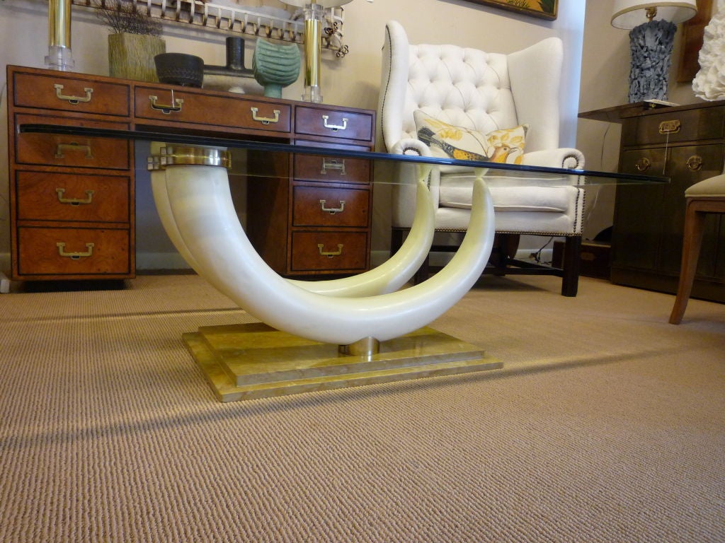 Mid-Century Modern Maison Jansen Large Faux Elephant Tusk Cocktail or Coffee Table