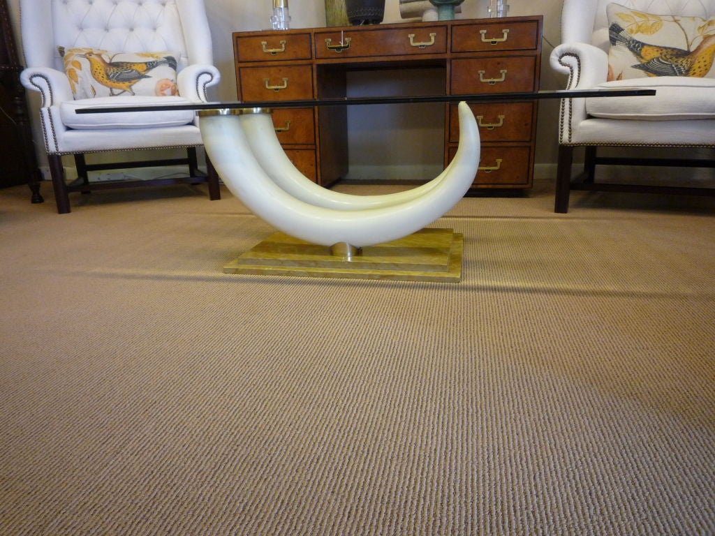 Maison Jansen Large Faux Elephant Tusk Cocktail or Coffee Table In Good Condition In Palm Beach, FL
