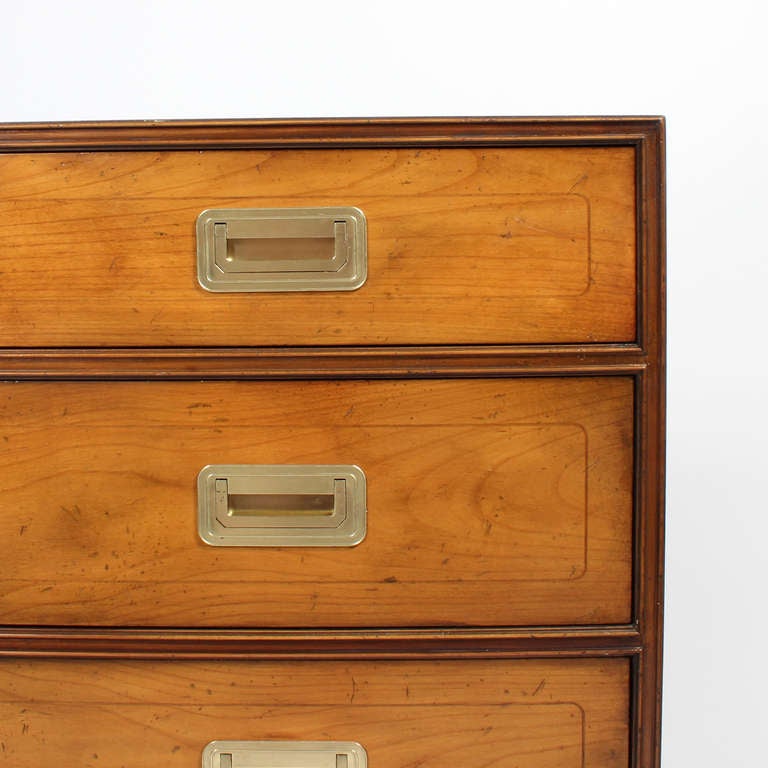 Pair of Campaign Style Cherry Chests by Baker In Excellent Condition In Palm Beach, FL