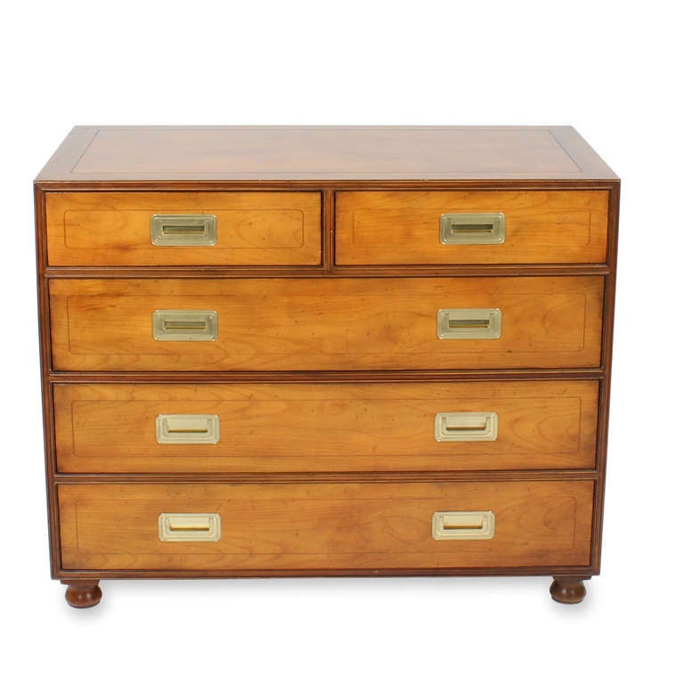 American Pair of Campaign Style Cherry Chests by Baker
