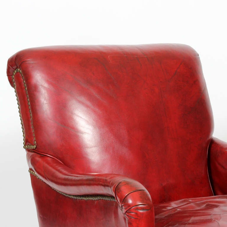 Mid-20th Century Comfy Vintage Red Leather Club or Armchair