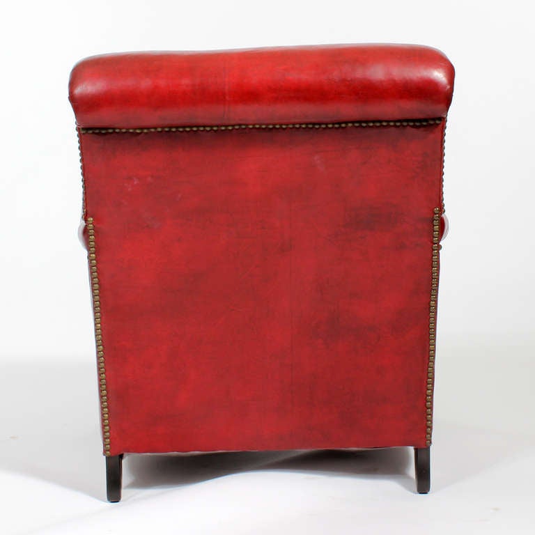 American Comfy Vintage Red Leather Club or Armchair