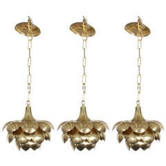 Brass Pendant Lotus Lights, Priced individually