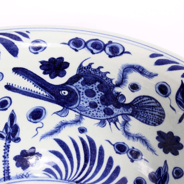 Huge Blue and White Chinese Export Style Bowl 1