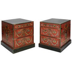Pair of Trompe L'oeil Campaign Style Chests or Tables